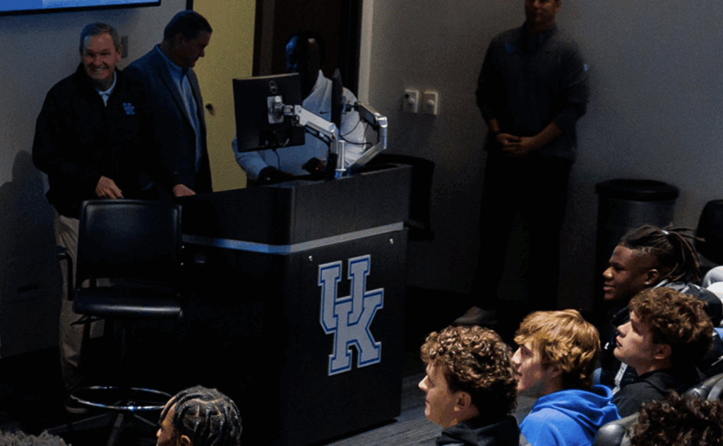 Mitch Barnhart, Cutter Boley, and Kentucky's players react to Will Stein in his first team meeting as head coach - UK Athletics